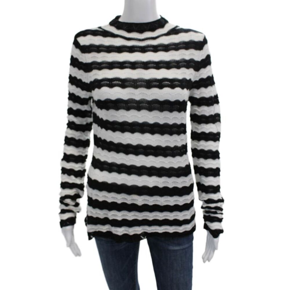Dagmar Unisex Pullover Sweater Black Striped Crew Neck Long Sleeve Size S